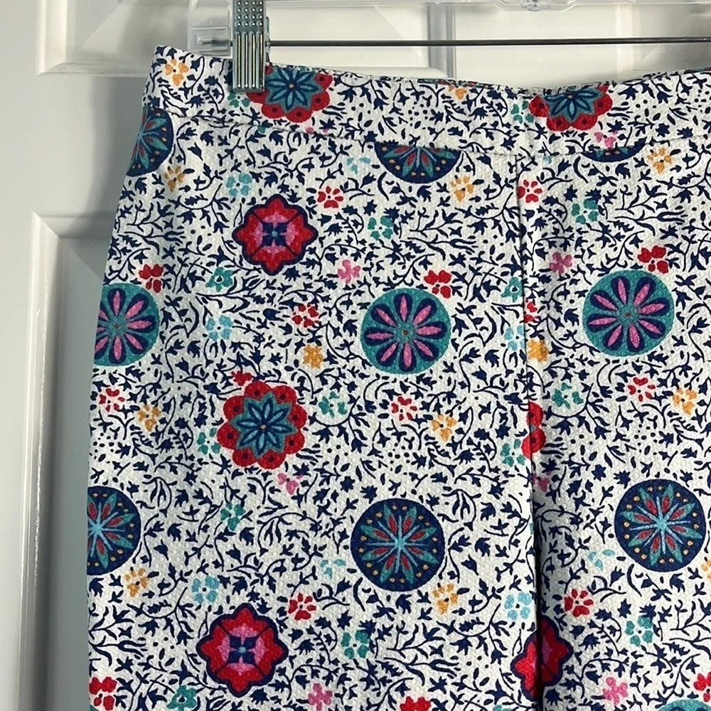 Boden Al Fresco Colorful Floral Print Slim Fit‎ 7/8 Cropped Side Zip Pants Boho - Picture 5 of 14